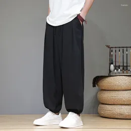 Ethnic Clothing Men's Chinese Style Spring Summer Plus-size Loose Wide-leg Haren Pants Men Leisure Sport Tai Chi Ankle Banded