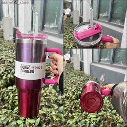 water bottle QUENCHER H2.0 40OZ Mugs Cosmo Pink Parade Tumbrs Insulated Car Cups Stainss Steel Coffee Termos Tumbr Vantines Day Gift Pink Spark 1 1 GG0206