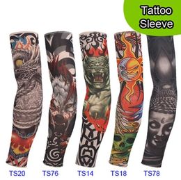 5 PCS new mixed 92Nylon elastic Fake temporary tattoo sleeve designs body Arm stockings tatoo for cool men women2049664