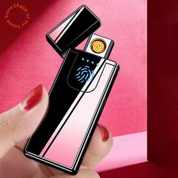 New Touch Sensing Electric USB Lighter Rechargeable Double Sided Ignition Windproof Ultra Thin Cigar Lighter Gift for Men