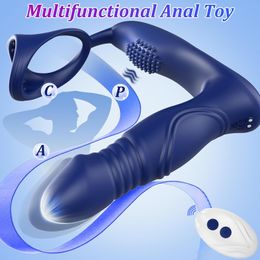 Sex Toys Prostate Massager with Penis Ring 3 Thrusting Speeds 10 Vibration Modes App Remote Control Vibrators Gay Dildo Butt Anal Adult Toy Games for Men Women Couples
