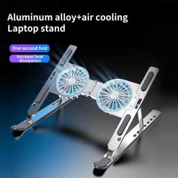 Other Computer Components C9 Laptop Stand Holder With Cooling Fan Portable Foldable Aluminum Alloy Cooler Notebook Bracket With RGB Light for tablet PC Y240418