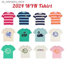 T-shirts 2024 Fashion Childrens Summer Boys and Girls Leisure T-shirts Wen Xin Childrens Letter Printing Short sleeved T-shirts Baby Top Q240418
