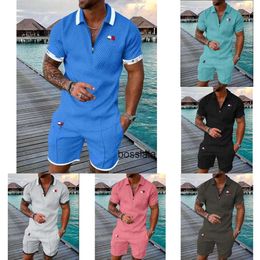Plus Size Mens Designer Tracksuits Luxury Two Piece Set 2023 Autumn Brand Printed Outfits Cotton Blend Short Sleeve Polo T-shirt And Shorts Sports Suit