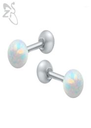 Charming Stud Earrings Round Ball Real Opal Stones Brinco Steel Pierced Ear Studs Birthday Gift For Girls Friend Bijoux13877903