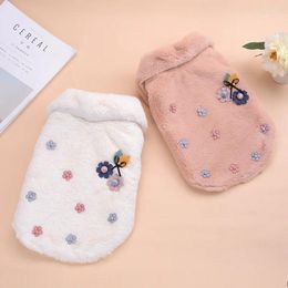 Dog Apparel Autumn And Winter White Embroidery Warm Plush Cotton-padded Clothes Teddy Pet Small Medium-sized Supplies