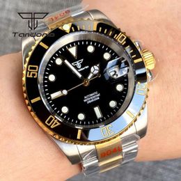 Wristwatches Tandorio Two Tone Golden 40mm Men's Automatic Dive Watch Sapphire Glass Rotating Bezel Bracelet Luminous NH35 Movement