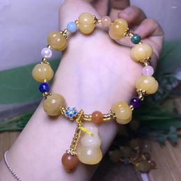 Strand JoursNeige Yellow Crystal Bracelets Carving Pumpkin Beads And Color Round Lucky For Women Single Lap Jewelry