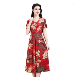 Casual Dresses 6XL 7XL Summer Vintage Floral Short Sleeve Midi Dress Women Elegant Office Lady Korean Bandage Bodycon Party