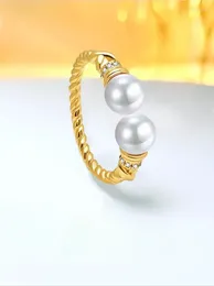 Cluster Rings Light Luxury 925 Pure Silver Beimu Pearl Ring With Opening Inlaid High Carbon Diamonds Unique And Versatile Design