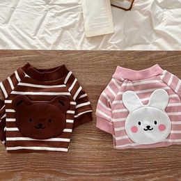 Dog Apparel Pet Four-legged Clothing Teddy Striped Poodle Housecoat Summer Embroidered Bear Onesie XS-XL