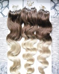 Ombre Micro Loop Ring Hair Extensions body wave 1g 300g blonde virgin hair color 4613 micro loop human hair extensions5827928