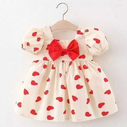 Girl Dresses Stumbling Baby Clothing Love Dress Cute 0 1.2.3 Year Old Summer Pure Cotton Big Bow