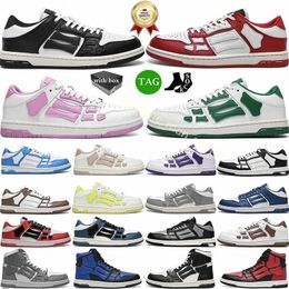 Designer Skel Top Low Men Women Shoes Bones Hi Leather Sneakers Luxury Skeleton Blue Red White Black Green Gray Pink couple casual Mens Womens shoes e8