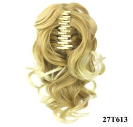 Ponytail claw clip hair extension Short Ponytails Curly Synthetic Hair Pony Tail Hairpiece Blonde Grey Claw Ponytail for black wom3426070