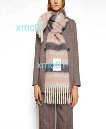 Scarves New Ac Stripe Winter Scarf for Women Colorful Knitted Cashmere Pashimina Shawls Longer Soft Large Scarfs Warm T7RV