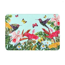 Carpets Hummingbird Flying Doormat Indoor Welcome Flannel Carpet Entrance Outside Patio Anti-Slip Mats Durable & Washable 16x24 In