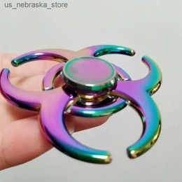 Novelty Games Finger Spinner Office Anxiety Relief Stress Fidget Gyroscope Flower/Spider Metal Hand Spinner Three Spinner Model Toy Q240418