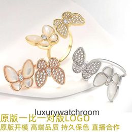 High End jewelry rings for vancleff womens V Gold Beimu Butterfly Ring Light Luxury Finger Ring Female Fashion Small and Popular Ring Original 1:1 With Real Logo