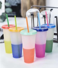 cheapest Colour changing cup 20oz white Colour Plastic Drinking Tumblers Candy Colours Reusable cold drinks cup magic Coffee beer m8027452