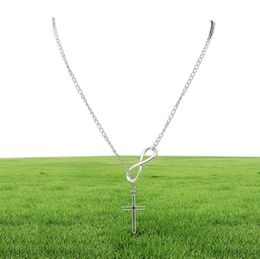 WholeN606 Personality Infinity Lariat Pendant Necklaces Silver Plated European Collares Necklace Forever Faith Necklace6810640