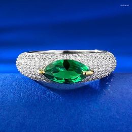 Cluster Rings SpringLady Vintage Elegant 925 Sterling Silver 5 10MM Emerald High Carbon Diamond Gems Fine Jewellery Women Ring Engagement