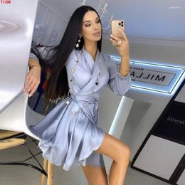 Casual Dresses Women's Waist-Controlled Skirt Solid Colour Temperature Short Waist Dress