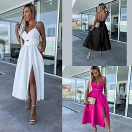 Casual Dresses F42F Womens 2024 Summer Maxi Dress Sleeveless Spaghetti Straps Hollowed Twist Front V Neck Long