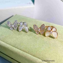 High-end Luxury Ring Fanjia Butterfly Ring High Edition White Beiman Diamond 18k Opening Adjustable Index Finger Advanced Does Not Fade