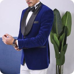 Men's Suits Custom Made Royal Men For Wedding Tuxedo Velvet Vintage Groom Wear Man Blazer Costume Homme One Piece Jacket