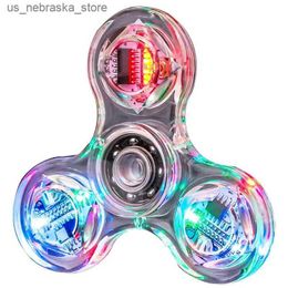 Novelty Games Crystal luminous LED light Fidget rotating hand top rotator night light EDC pressure reducing toy childrens power gyroscope Q240418