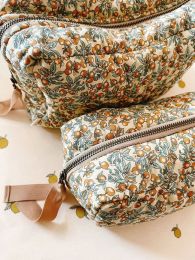 Belt Baby Diaper Bag Lemon Floral Print Cotton Newborn Nappy Storage Bags for Baby Diapers Pouch Organiser Baby Care Bags