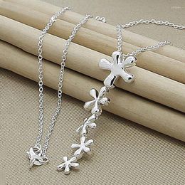 Pendants SAIYE 925 Sterling Silver Flower Long Pendant Necklace 18-30 Inch Chain For Women Wedding Engagement Jewelry Christmas Gifts