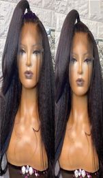 Yaki Front Lace Wig 38 Inch Deep Part Long Kinky Straight Wig Natural Black Cosplay Wigs Middle Wigs For Black Women 180density5308160