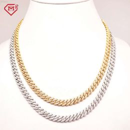 Hiphop Moissanite Chain Cuban 6mm Gold Plated Iced Out 925 Sterling Silver Vvs Moissanite Cuban Link Chain