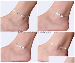 Anklets New 925 Sterling Sliver Ankle Bracelet For Women Foot Jewellery Inlaid Zircon On A Leg Personality Gifts 527 T2 Drop Deliver9400255