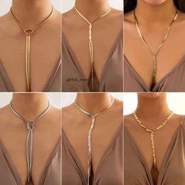 Necklace Cross Border European and American Jewelry, Hip-hop Metal Wind Snake Bone Chain Necklace, Trendy Geometric Long Woven Collarbone Necklace 865 364