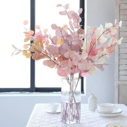 Decorative Flowers 1 Pcs Eucalyptus Leaves Bunch Branch Artificial Plastic Plants Faux Fake Wedding Home Decoration