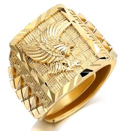 Punk Rock Eagle Men 39s Ring Luxury Gold Color Resizeable To 711 Finger Jewelry Never Fade5569204