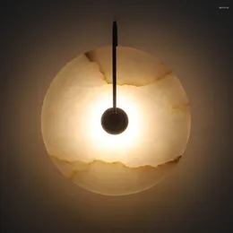 Wall Lamp Decor 16cm 220v Indoor Marble Lampshade Lights Surface Mounted Natural Pattern Sconces Led