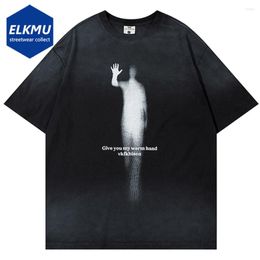 Men's T Shirts Shadow Graphic For Men 2024 Fashion Loose Casual Cotton Tshirt Harajuku Hip Hop Streetwear Oversized T-shirt Black Tee