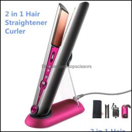 Straighteners Hair Straighteners Care Styling Tools Products 2021 2 In 1 Straightener Curler Hairs Fuchsia Color Ship Sameday Drop Delivery Nrqb