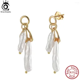 Dangle Earrings ORSA JEWELS 925 Sterling Silver Lock Buckle With Excellent Freashwater Baroque Pearls For Women Jewellery GPE86