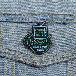 Stay Green A Little While You Bring Blue Lights To Dreams Enamel Pin Song Lyrics Brooch Lapel Backpack Badge Jewellery Decoration