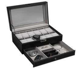 Jewellery Boxes Ogrmar 12 Slot Pu Leather Lockable Watch Storage Men Women Display Der Case 2tier Organiser Showcase With Glass Lid 4094482