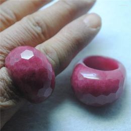 Cluster Rings 1PC Women's Finger Dark Red Jade Stone Material Hole Diameter 21MM As Your Own Special Jewelry For Party