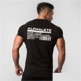 Mens T-Shirts New Summer Fashion Short Sleeve Bodybuilding And Fitness Gyms Clothing Workout Cotton T-Shirt Drop Delivery Apparel Tees Otf1I