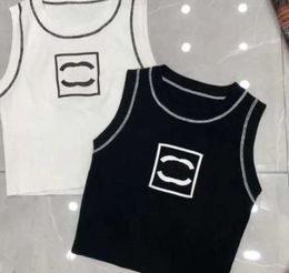 Anagram-embroidered Women Tanks Camis Cotton-blend Tank Tops Two C Letters Designer Skirts Yoga Suit CHANNEL Dress Bra Vest Ladies Solid Vintage T Shirt 9hk