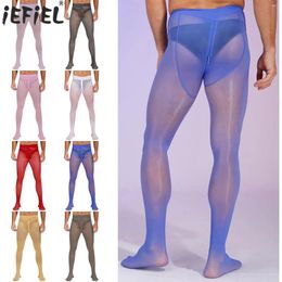 Women's Panties Mens Zipper Crotch Sheer Pantyhose Stretchy See-through Tights Solid Colour Elastic Waistband Leggings