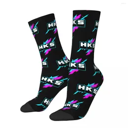 Men's Socks Fashion HKS Vintage Basketball Power And Sportser Performance Turbo Logo Polyester Middle Tube For Unisex